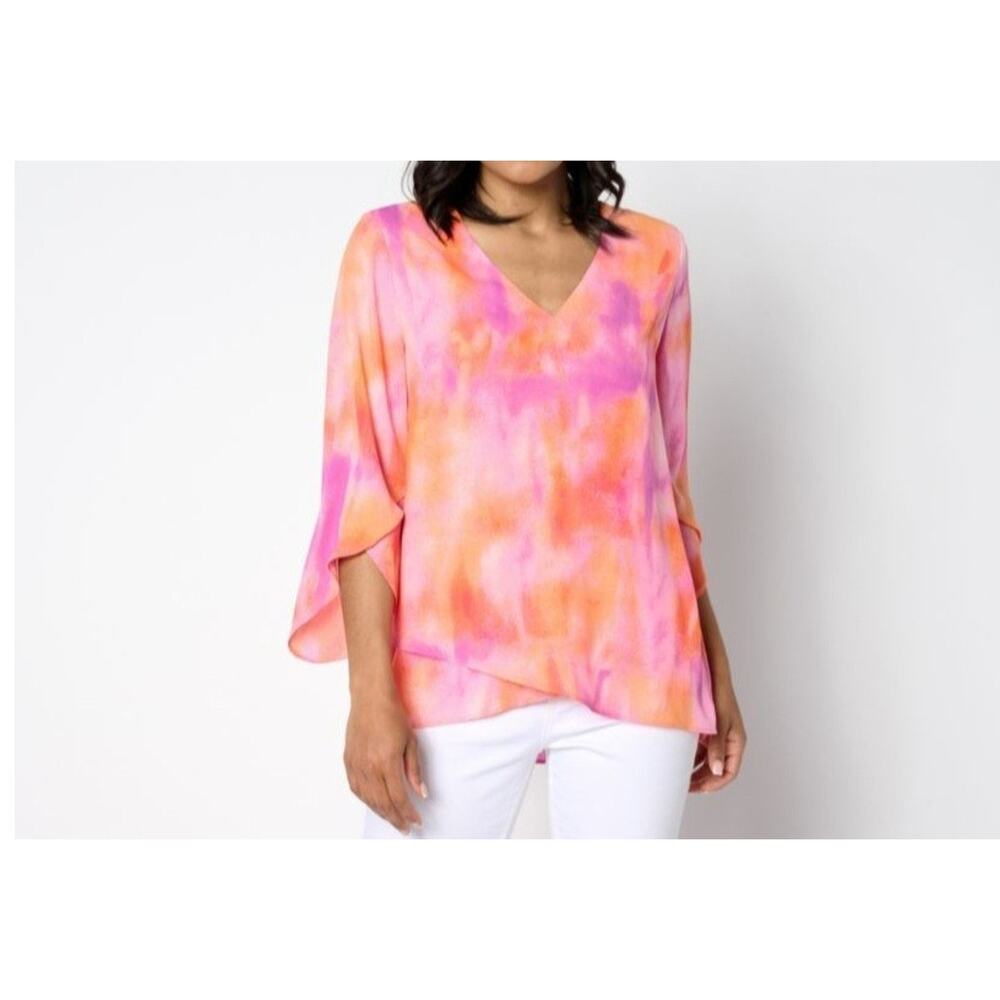 Beautiful Size M Pink Tie Dye Printed Blouse A646348 NWOT